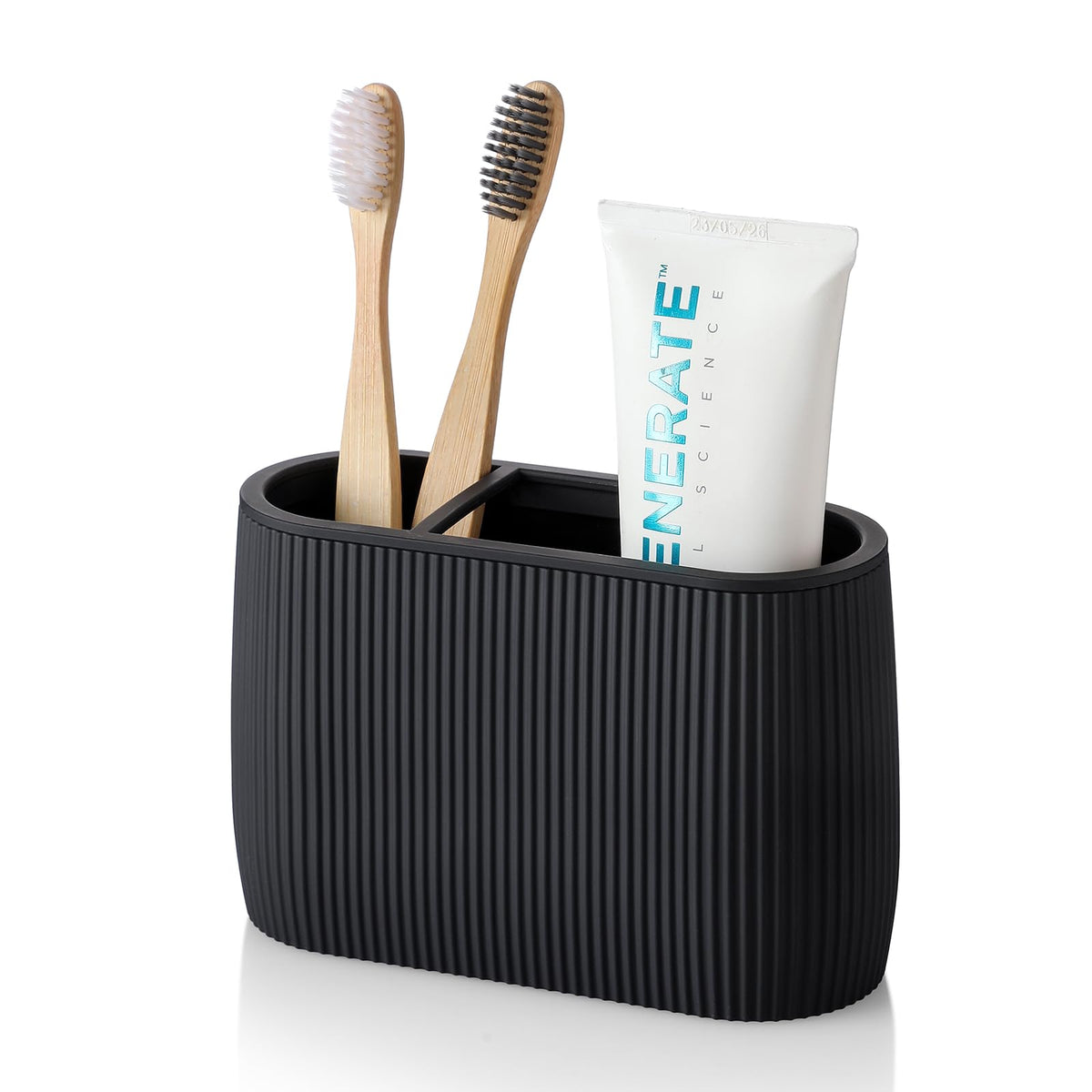 YAUKPH Toothbrush and Toothpaste Holder Beige Striped