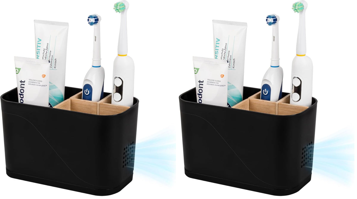 Electric Toothbrush Holder Tooth Brush and Toothpaste Organizer, Black