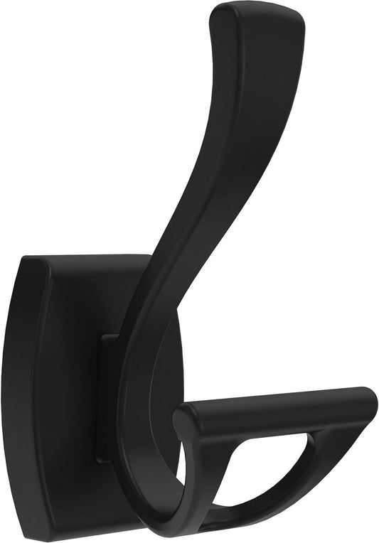 Delta Dansant (1-Pack) Towel Hooks Matte Black Double J Wall Mounted for Robes 2-Prong Holder, Bathroom Accessories DAN35-MB