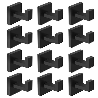 IBosins 2-Pack Bathroom Towel Hooks Black Hand Towel Holder Robe Hanger