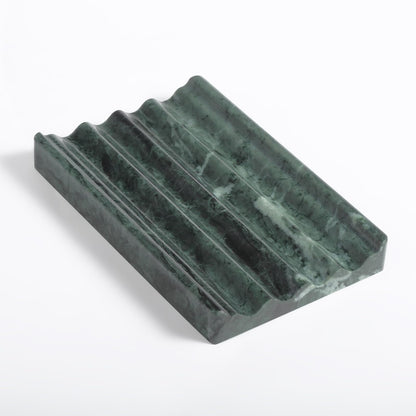 Karibiber Marble Soap Dish, Large Stone Bar Soap Holder Shower, Green Bathroom Soaps Saver, Easy Cleaning Natural Stone Sponge Holder for Kitchen Sink, Executive Jewelry Ring Tray