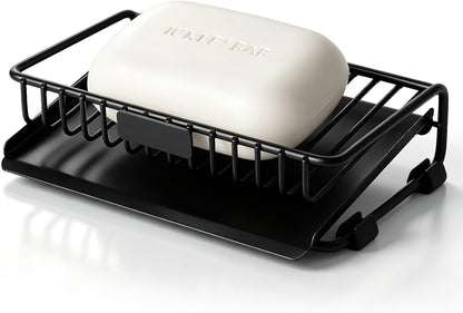 Self Draining Soap Dish for Shower Bar Soap Holder Soap Saver, Black