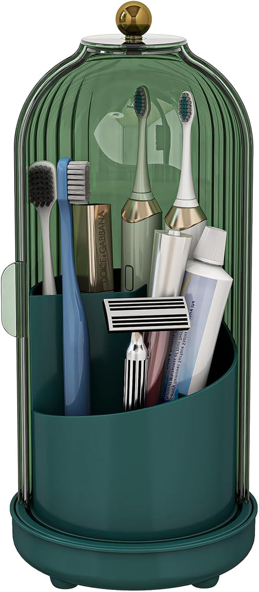 Toothbrush Holder with Drainage Holes Removable Bowl, Green