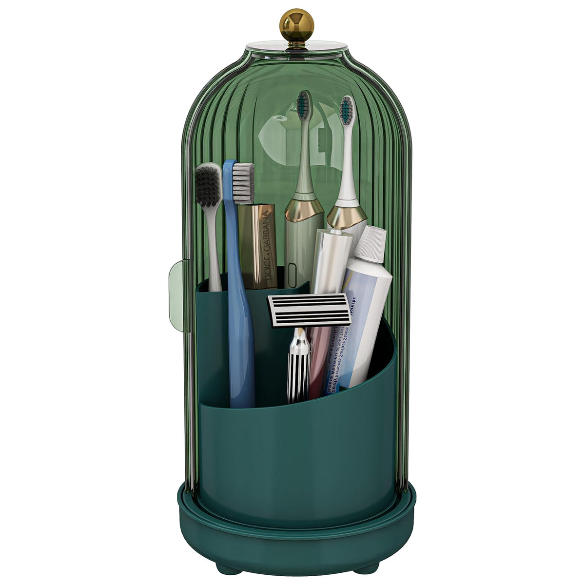 Toothbrush Holder with Drainage Holes Removable Bowl, Green