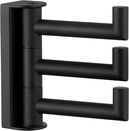 Angle Simple Swivel Towel Hook 3 Arms, Robe Coat Wall Hook, Matte Black