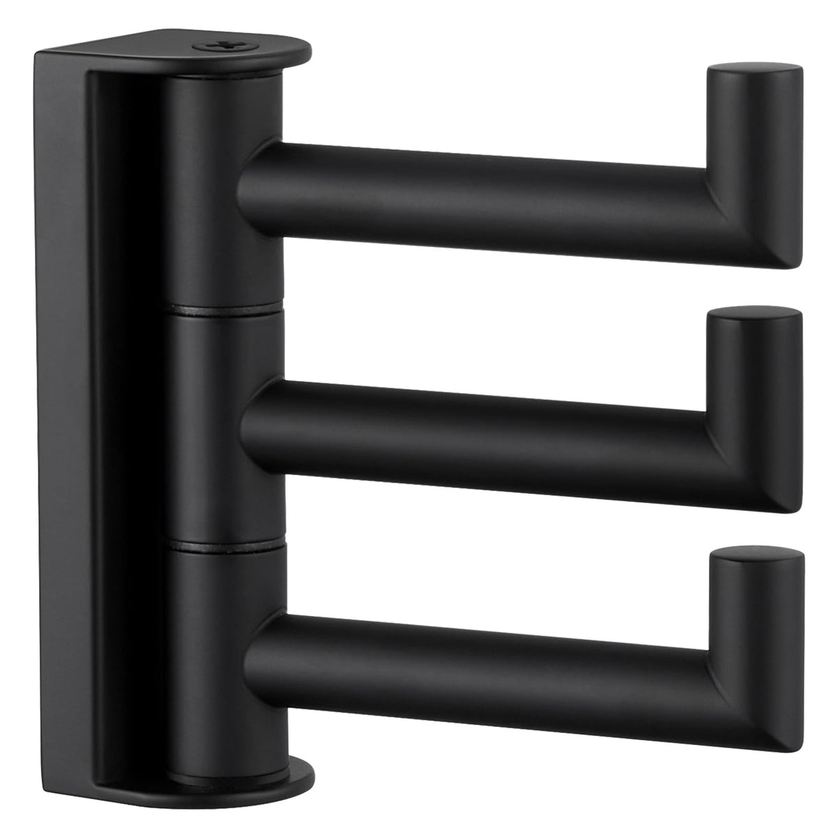 Angle Simple Swivel Towel Hook 3 Arms, Robe Coat Wall Hook, Matte Black