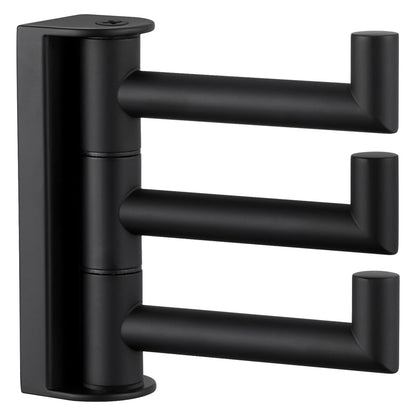 Angle Simple Swivel Towel Hook 3 Arms, Robe Coat Wall Hook, Matte Black