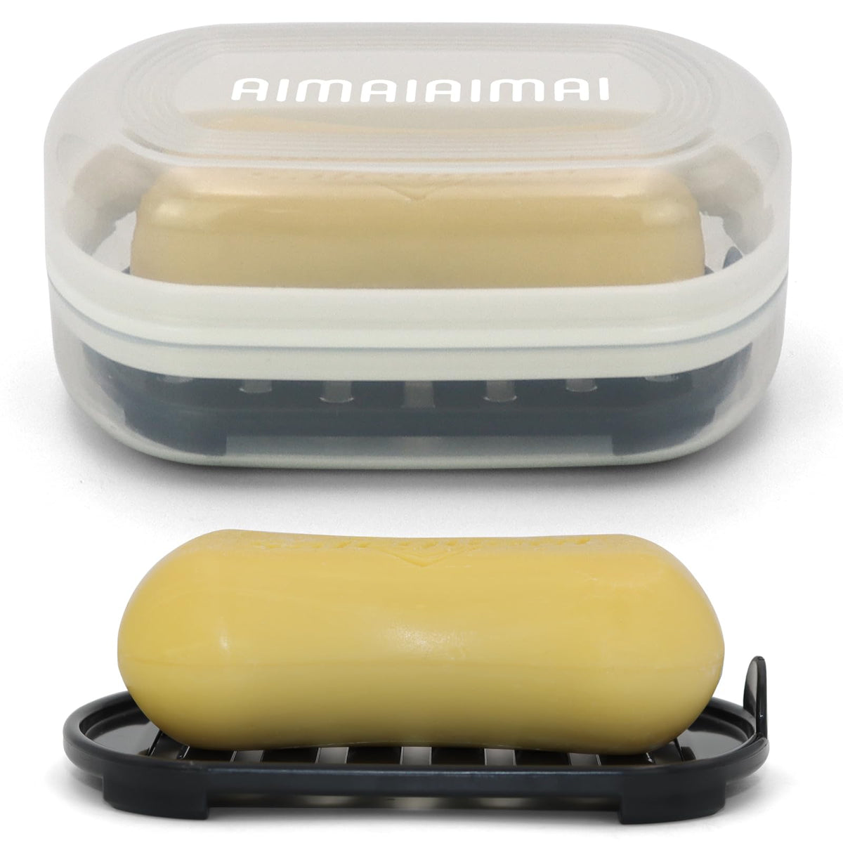 AIMAIAIMAI 3-Pack Silicone Soap Dish Set – Bar Soap Holder with Self-Draining Design, Easy-Clean Tray for Shower, Bathroom, Kitchen, and Tub (Gray)