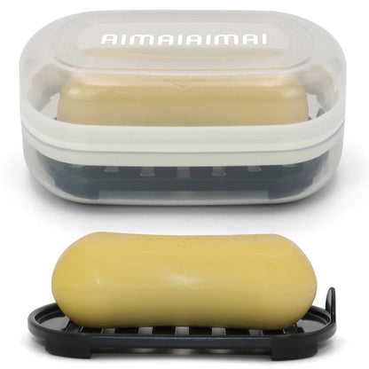 AIMAIAIMAI 3-Pack Silicone Soap Dish Set – Bar Soap Holder with Self-Draining Design, Easy-Clean Tray for Shower, Bathroom, Kitchen, and Tub (Gray)