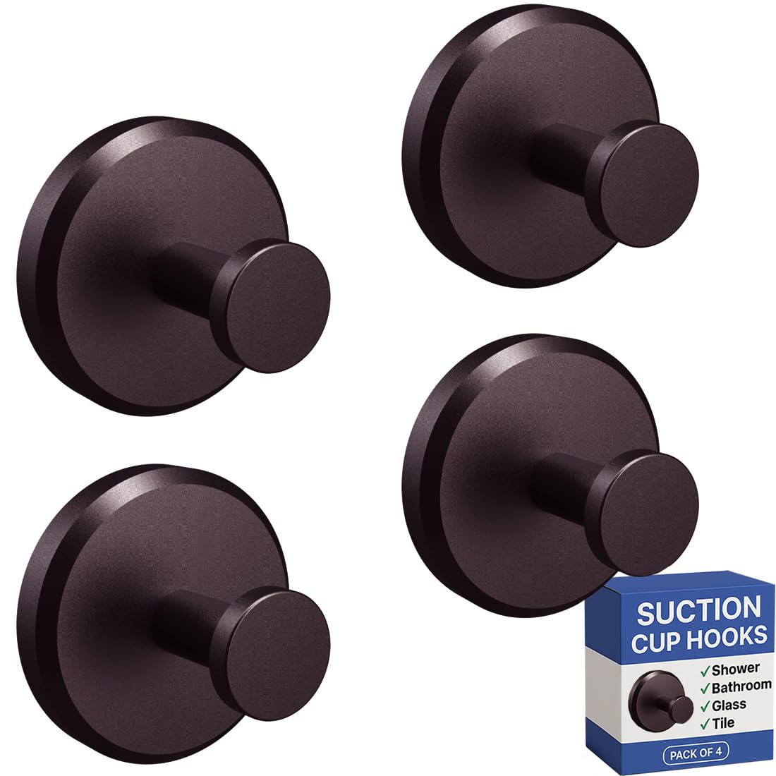 HOME SO Suction Cup Hooks for Shower & Bathroom Towel Holder 4-Pack Gold