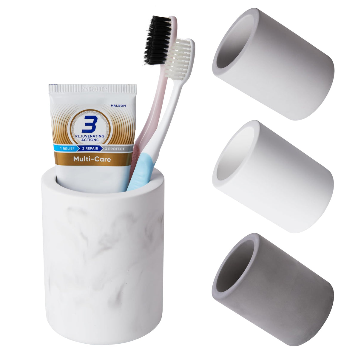 Drying Stone Toothbrush Holder, Diatomite Toothbrush Holders for Bathroom Counter, Quick Drying Electric Toothbrush and Toothpaste Holder Bathroom Organizer, Light Grey
