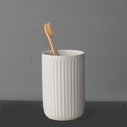 Toothbrush Holders - 2 Cup Ceramic Toothbrush Toothpaste Holders Set, Beige Bathroom Tumbler Cups Reusable Toothbrush Mouthwash Cup, Bathroom Counter Organizer
