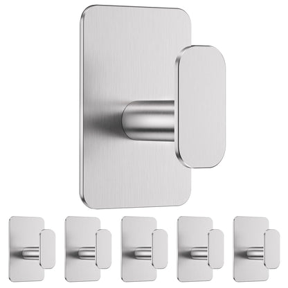 Large Heavy Duty Wall Hooks - 26lb Max, Stainless Steel Adhesive Towel Hooks for Hanging Towel, Coat, Robe, Hat, Sticky Towel Holder for Wall Mount in Bathroom, Shower, Kitchen (Black, 4 Pack)