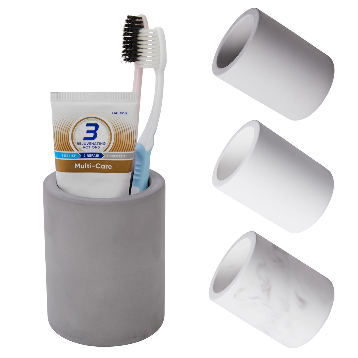 Drying Stone Toothbrush Holder, Diatomite Toothbrush Holders for Bathroom Counter, Quick Drying Electric Toothbrush and Toothpaste Holder Bathroom Organizer, Light Grey