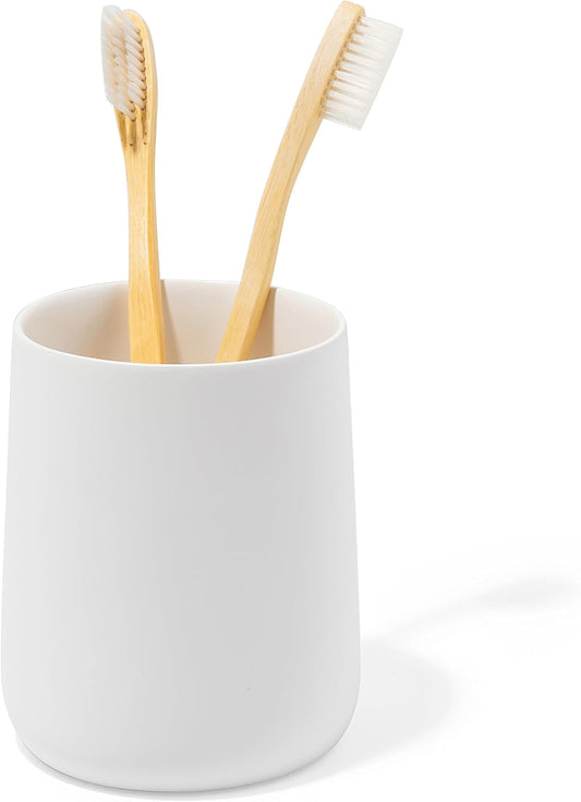 Yew Design Matte White Bathroom Toothbrush Holder Cup - Round
