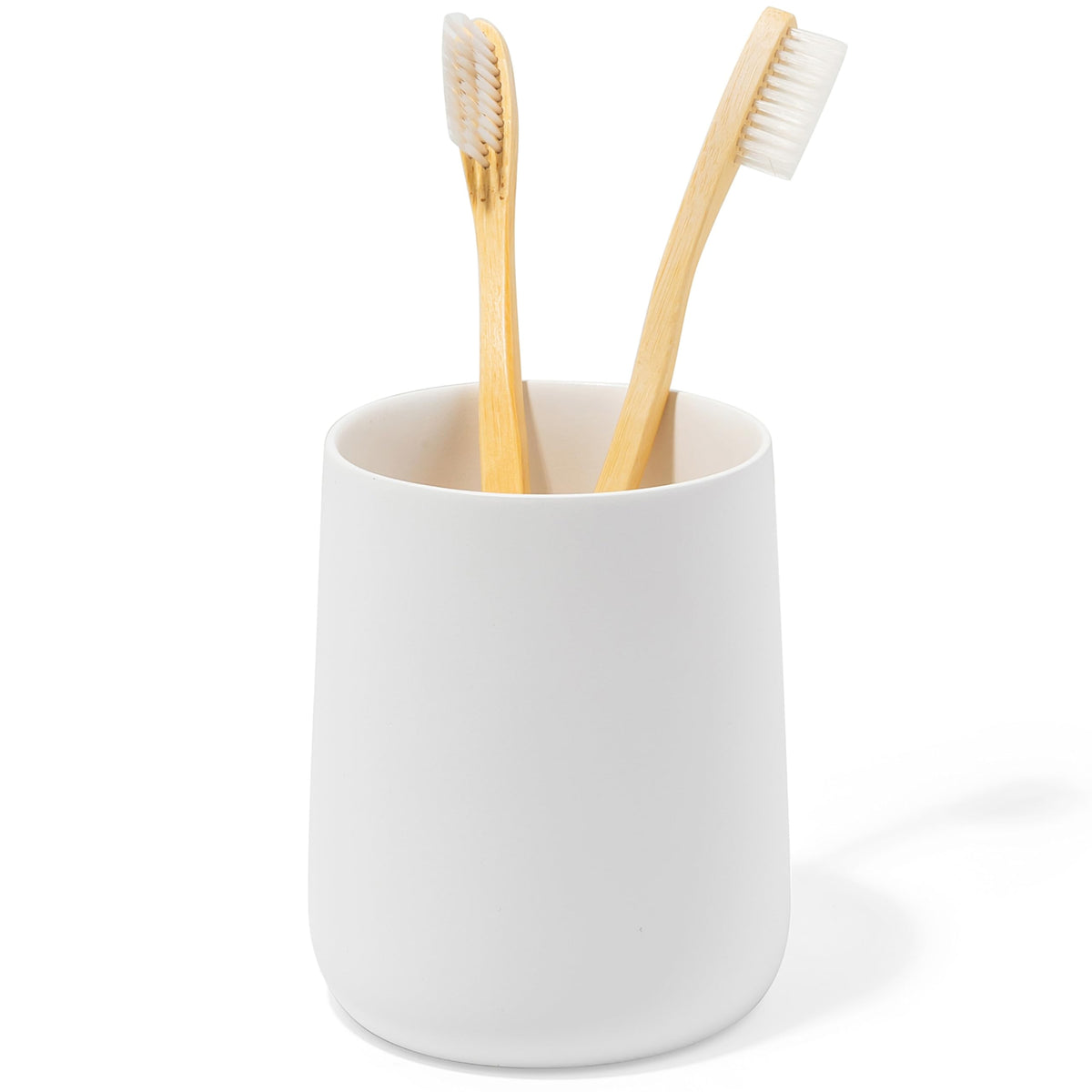Yew Design Matte White Bathroom Toothbrush Holder Cup - Round