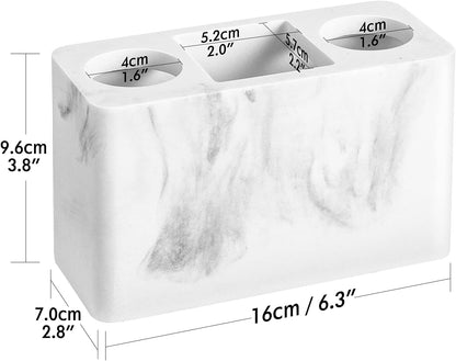 Luxspire Toothbrush Holder, Resin, 3 Slots, Gravel White
