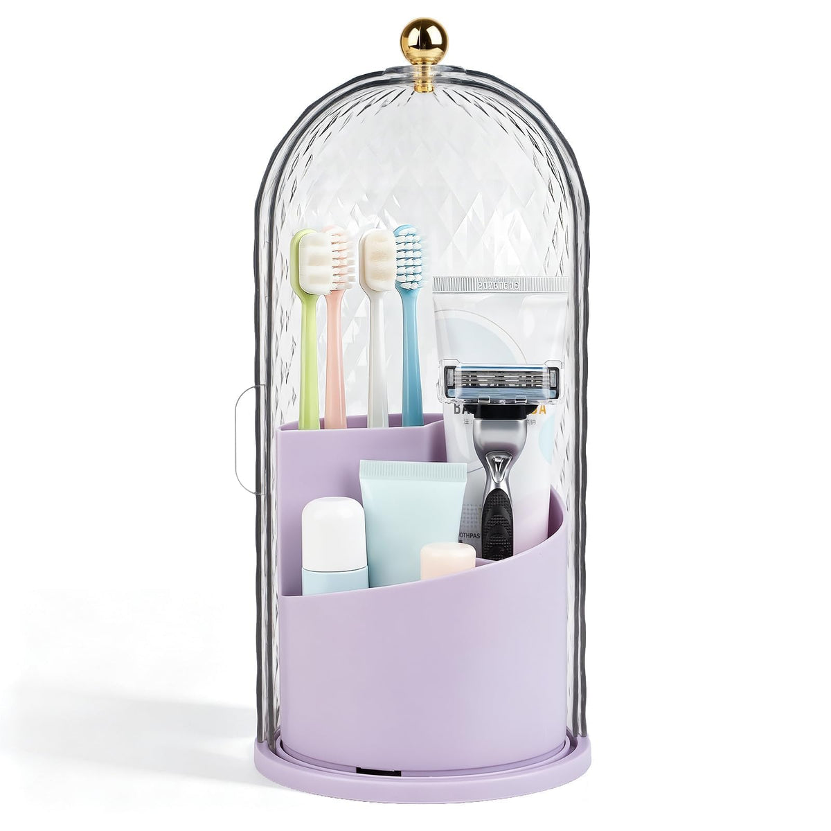 Toothbrush Holder with Cover for Bathroom Countertop, Organizer, White
