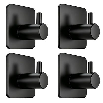Fotosnow Adhesive Towel Hooks 15lbs Heavy Duty Wall Hooks Waterproof Stainless Steel Hanger for Hanging Coat, Hat, Towel Robe Hook Rack Wall Mount- Bathroom and Bedroom 4-Packs
