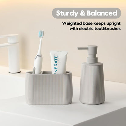 YAUKPH Toothbrush and Toothpaste Holder Beige Striped
