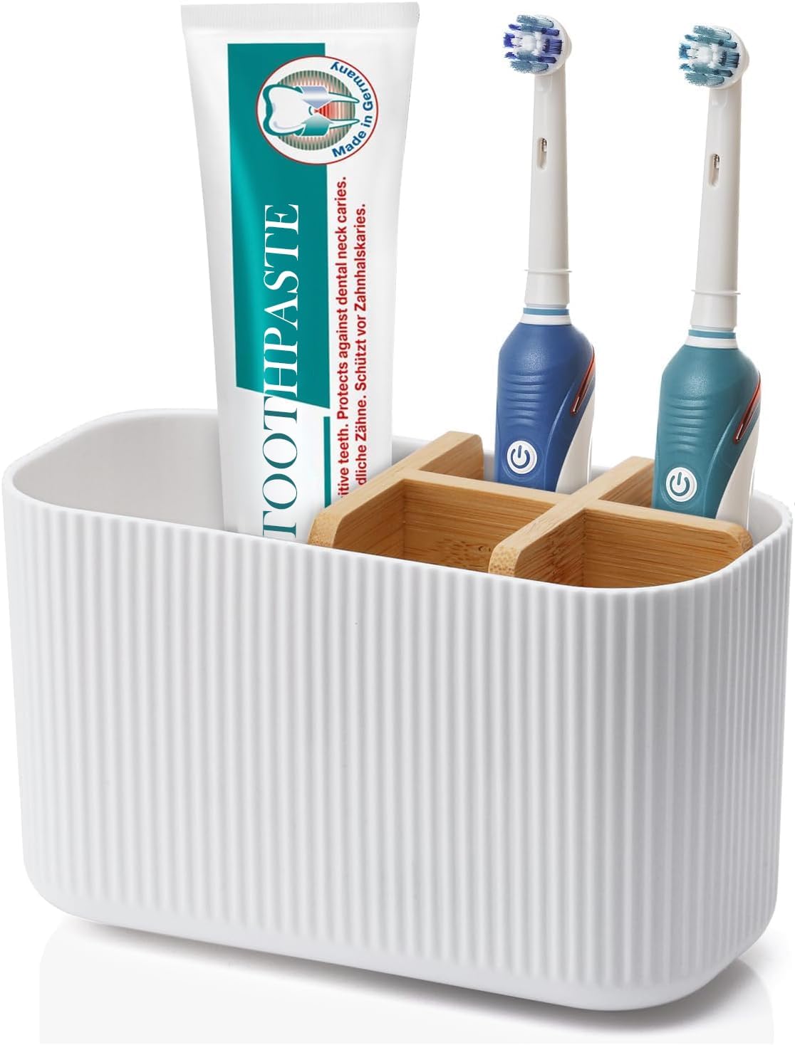 GFWARE White Toothbrush Holder, 5 Slots Bathroom Storage Organizer
