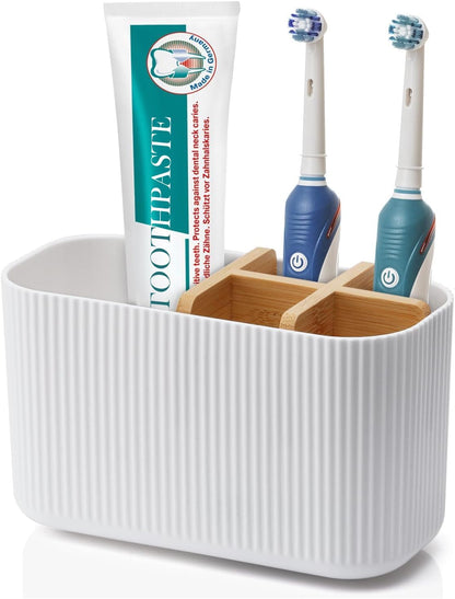 GFWARE White Toothbrush Holder, 5 Slots Bathroom Storage Organizer