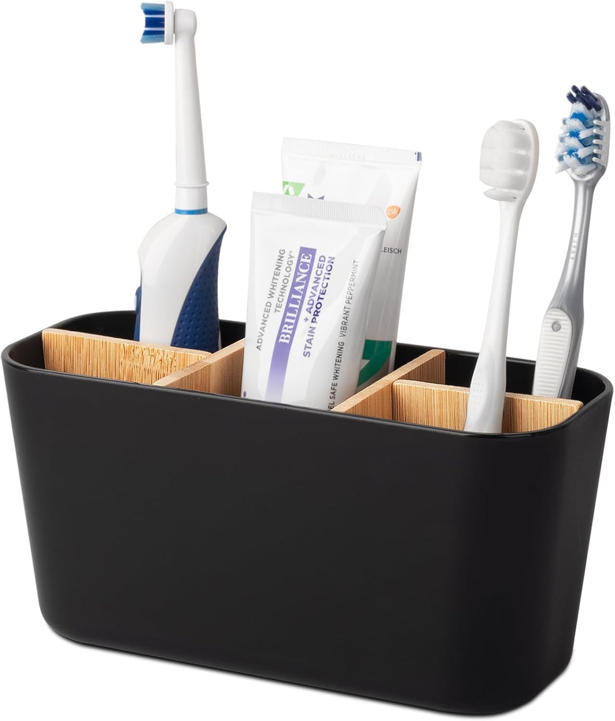 Toothbrush Holders Electric Tooth Brush and Toothpaste Organizer, Black