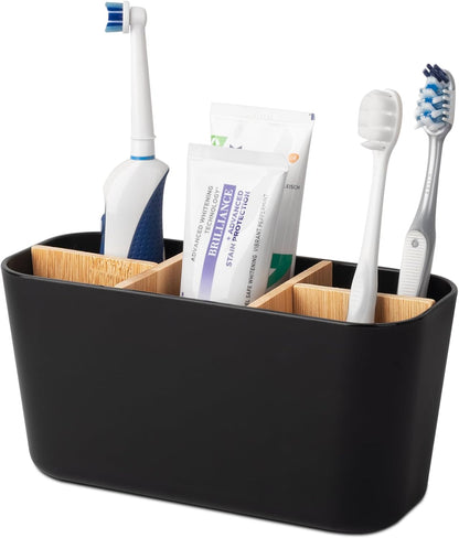 Toothbrush Holders Electric Tooth Brush and Toothpaste Organizer, Black