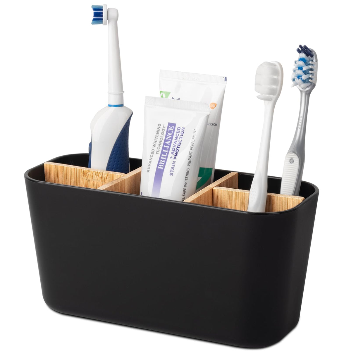 Toothbrush Holders Electric Tooth Brush and Toothpaste Organizer, Black