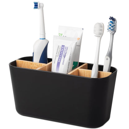 Toothbrush Holders Electric Tooth Brush and Toothpaste Organizer, Black