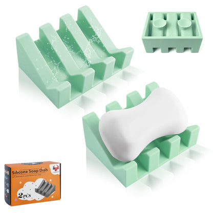 Soap Dish Holder for Shower with Suction Cup, Silicone Soap Holder & Saver Self-Draining Bar Soap Dish Keeps Soap Dry for Bathroom, Kitchen, Bathtub, Extends Soap Life (White-1Pack)