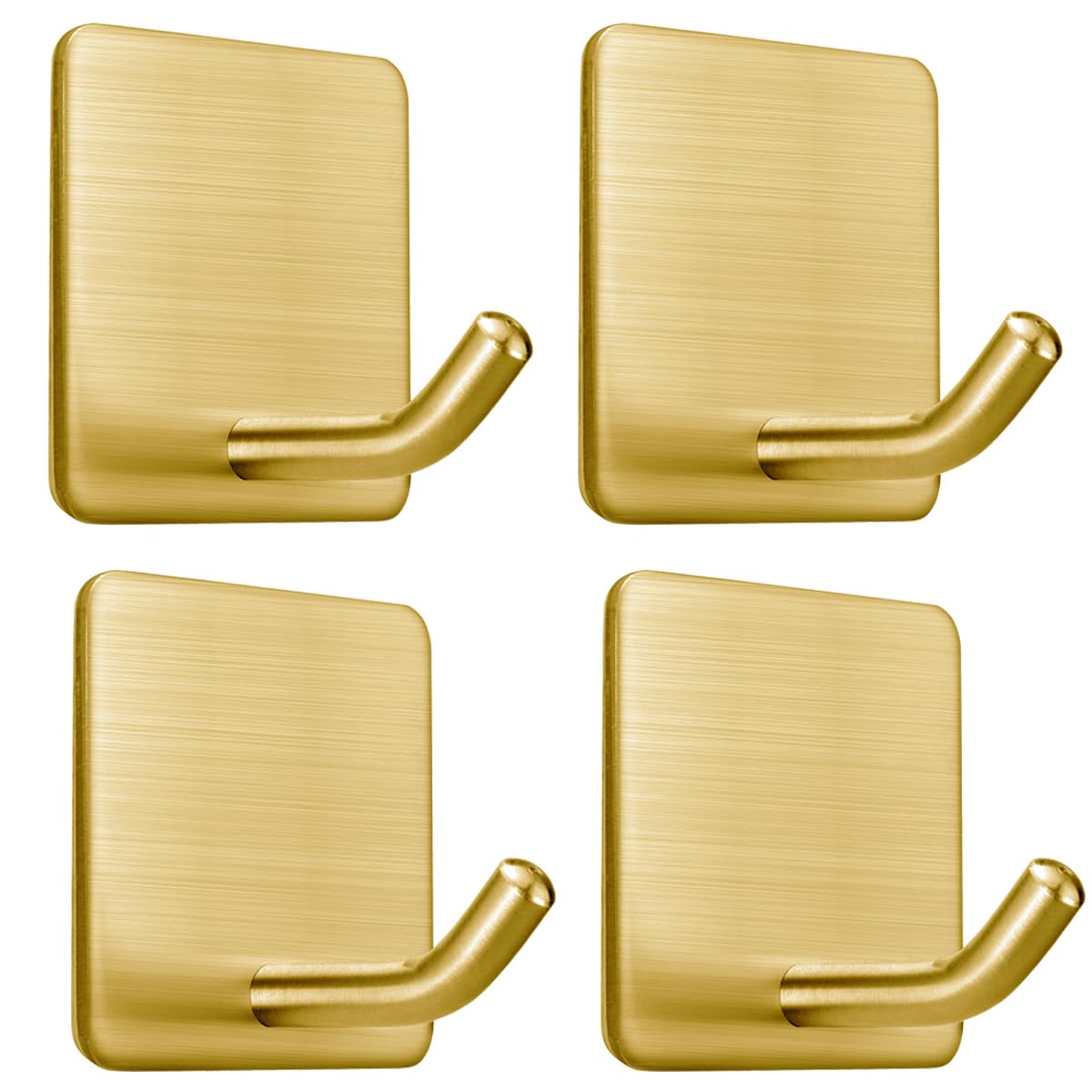 FOTYRIG Heavy Duty Adhesive Towel Hooks Stick on Towel Hanger Wall Holder Waterproof Stainless Steel Sticky Hooks for Hanging Bathroom Kitchen Home-4 Packs