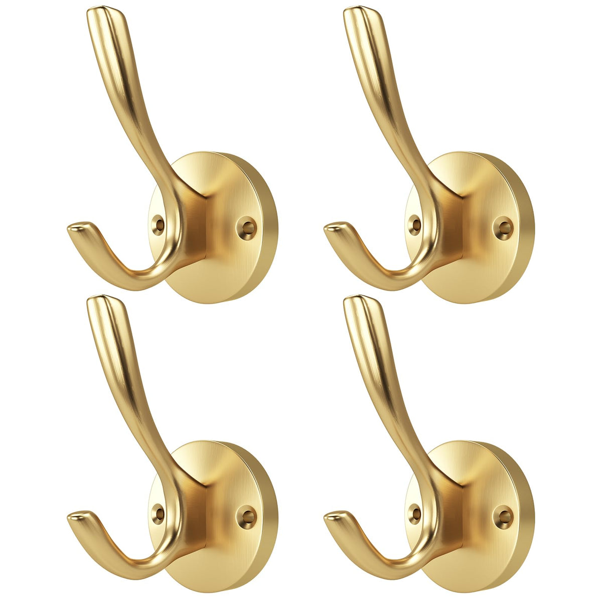 Towel Hooks for Bathrooms Silver Wall Hooks 2 Pack Brushed Nickel Coat Hooks Heavy Duty Towel Wall Hooks for Coats Robes Hats Bath Entryway Cubicle Kitchen Screw in Brushed Nickel Towel Hooks