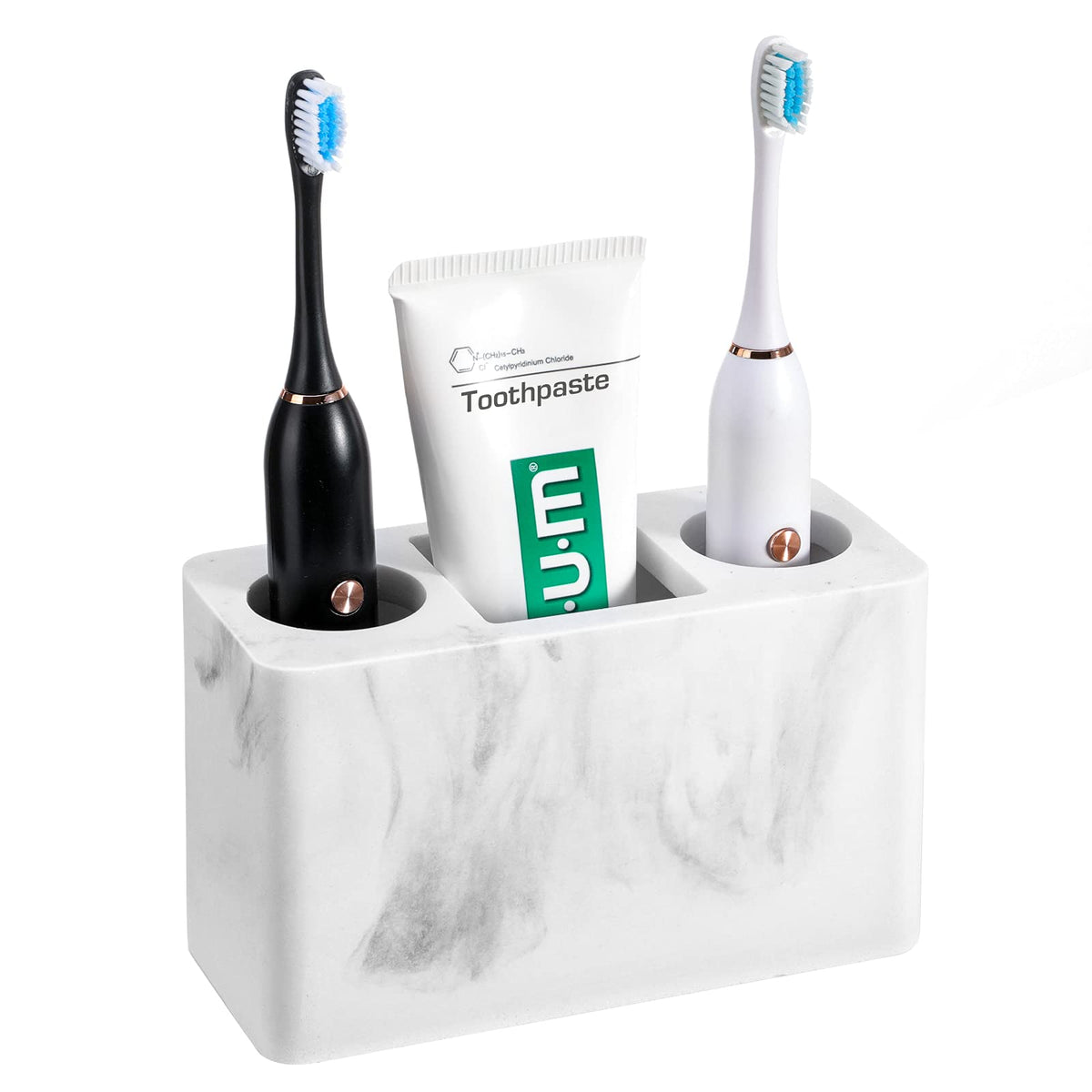 Luxspire Toothbrush Holder, Resin, 3 Slots, Gravel White