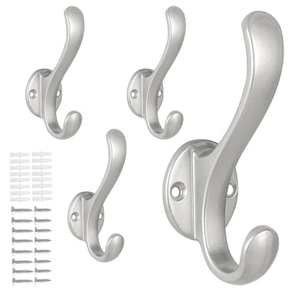 6 Pack Coat Hooks Wall Mount Heavy Duty Utility Retro Double Hooks for Hanging Coats,Hat, Towel, Key, Robe, Scarf, Bag, Cap (Black)