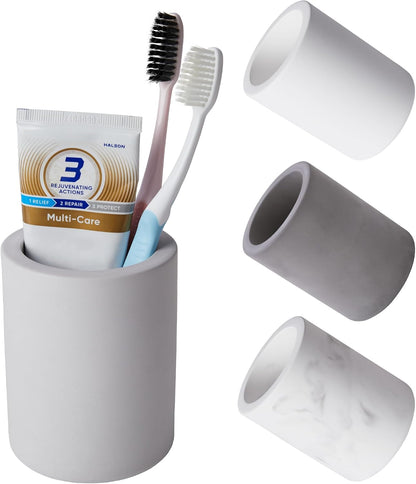 Drying Stone Toothbrush Holder, Diatomite Toothbrush Holders for Bathroom Counter, Quick Drying Electric Toothbrush and Toothpaste Holder Bathroom Organizer, Light Grey