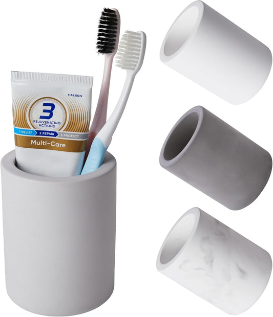 Drying Stone Toothbrush Holder, Diatomite Toothbrush Holders for Bathroom Counter, Quick Drying Electric Toothbrush and Toothpaste Holder Bathroom Organizer, Light Grey