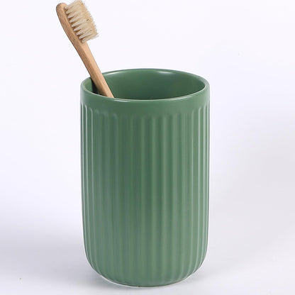 Toothbrush Holders - 2 Cup Ceramic Toothbrush Toothpaste Holders Set, Beige Bathroom Tumbler Cups Reusable Toothbrush Mouthwash Cup, Bathroom Counter Organizer
