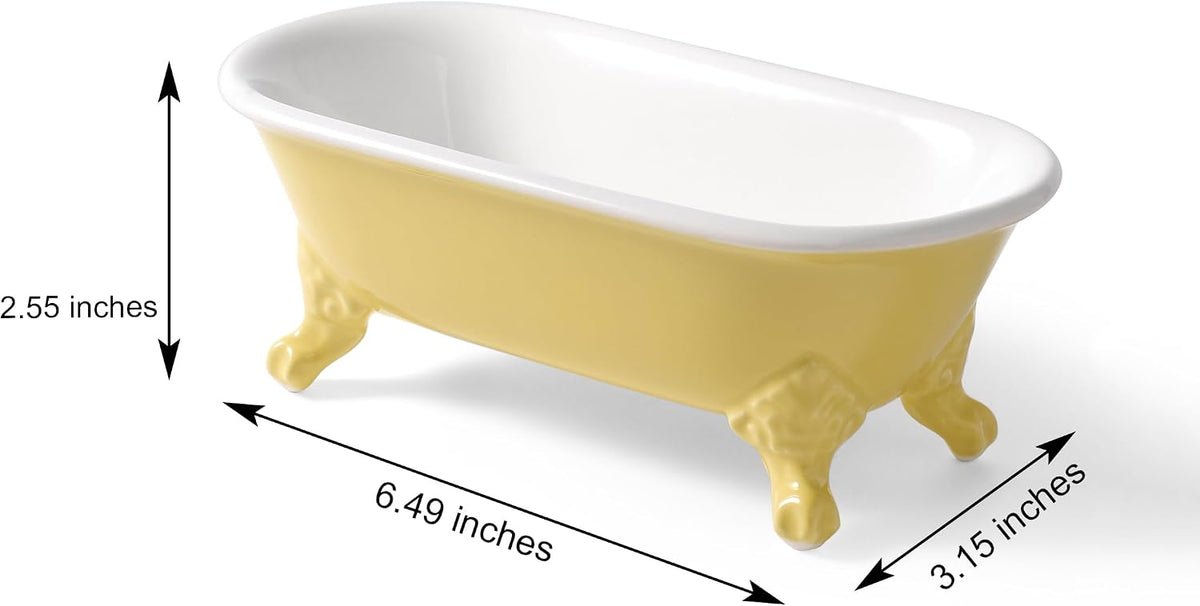 6.5" Mini Clawfoot Bathtub Soap Dish,Bar Soap Holder,Yellow