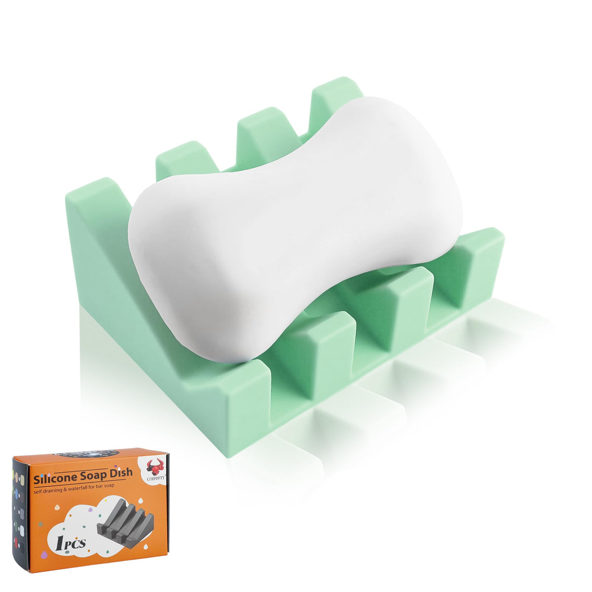 Self Draining Soap Dish Holder,Silicone Soap Dish,for Bathroom,Kitchen, Sponges，Can Extend Soap Life，Keep Soap Bars Dry and Easy Cleaning (Grey,2-Pack)