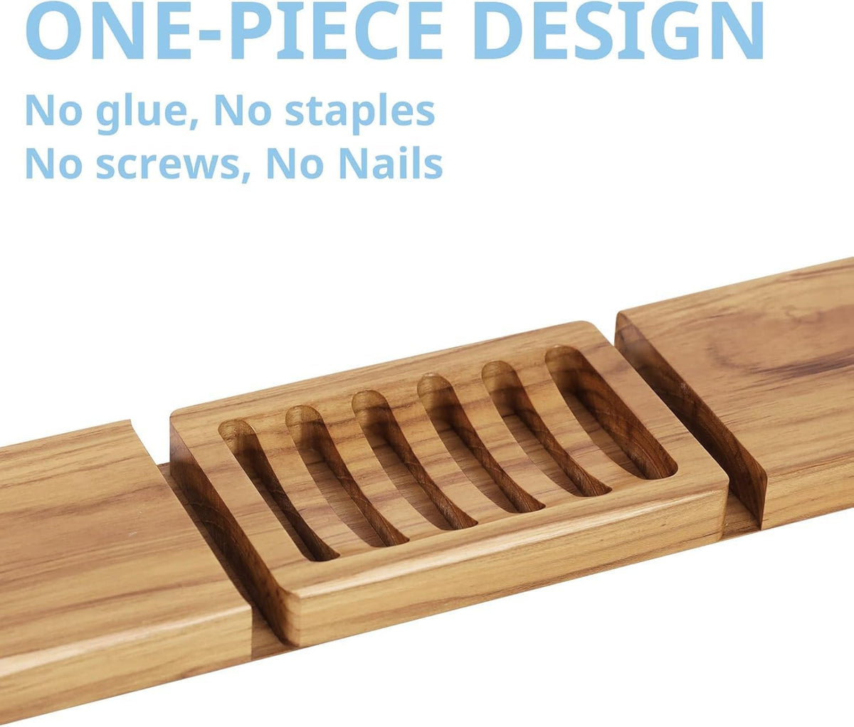 HTB Slotted Bar Soap Holder Teak Wood,Sponge Holder for Kitchen Sink