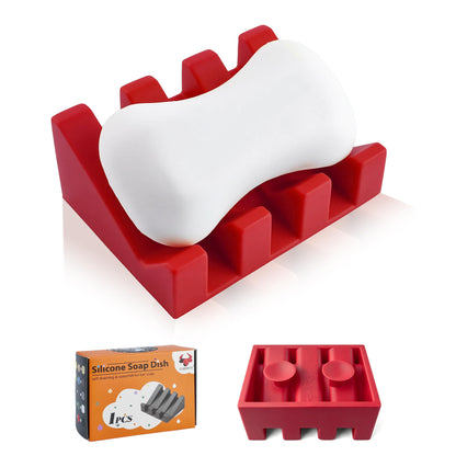 Soap Dish Holder for Shower with Suction Cup, Silicone Soap Holder & Saver Self-Draining Bar Soap Dish Keeps Soap Dry for Bathroom, Kitchen, Bathtub, Extends Soap Life (White-1Pack)