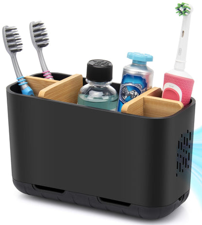 GFWARE Black Toothbrush Holder, 5 Slots Bathroom Organizers and Storage