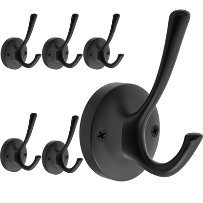 TOFIIGREM Brushed Nickel Wall Hooks Towel Hooks, 2 Pack Coat Robe Hook Heavy Duty Bathroom Double Hook Wall Mounted, Hand Towel Hooks for Closet Entryway Cubicle Kitchen