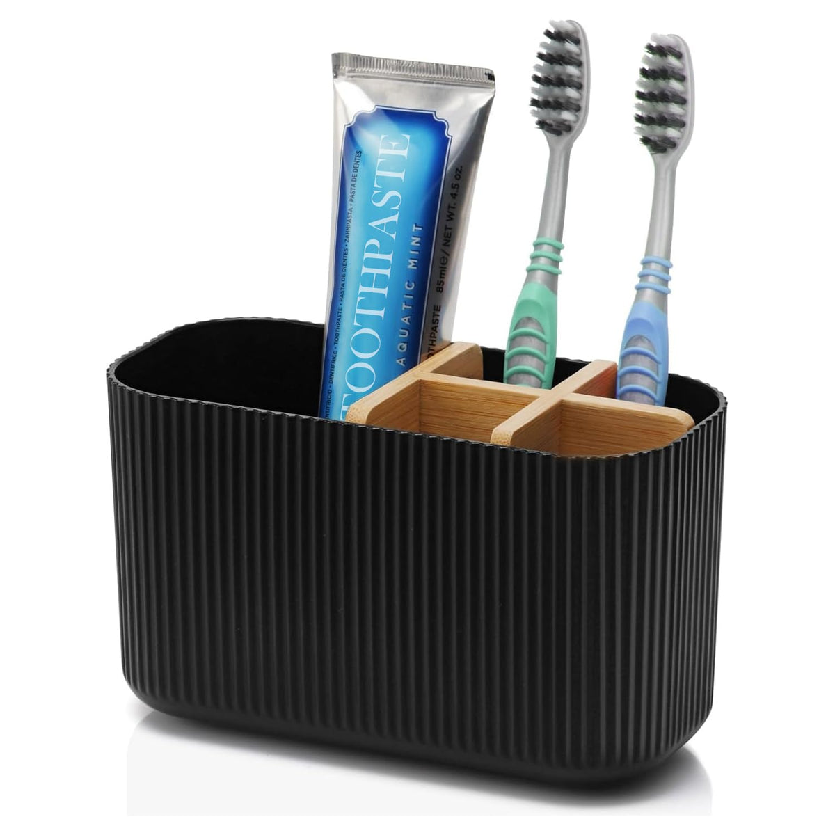 GFWARE Black Toothbrush Holder, 5 Slots Bathroom Organizers and Storage