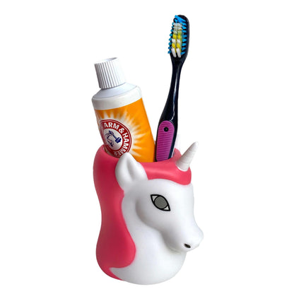 Kids Toothbrush Holder Toothbrush Organizer – Durable Silicone Animal Tooth Brush Holder – Easy to Clean Toothbrush and Toothpaste Holder – Toothbrush Holders for Bathrooms by Lily’s Home - Shark