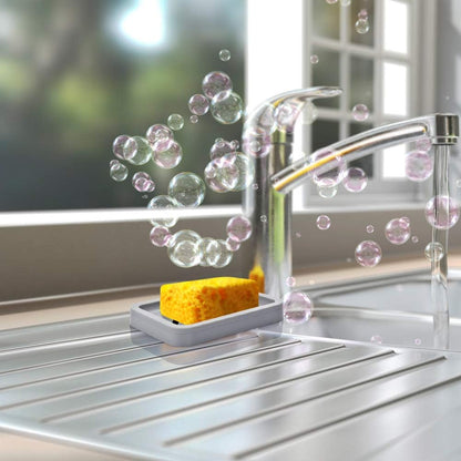 2PCS Draining Soap Dishes, Dishwashing Sponge Holder with Water Tray