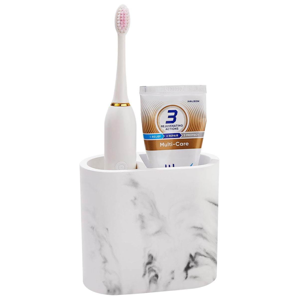 Diatomite Toothbrush Holders for Bathrooms, Electric Tooth Brush and Toothpaste Holder for Bathroom Countertop, Marble White Bathroom Accessories, 2 Slots Toothbrush Organizer