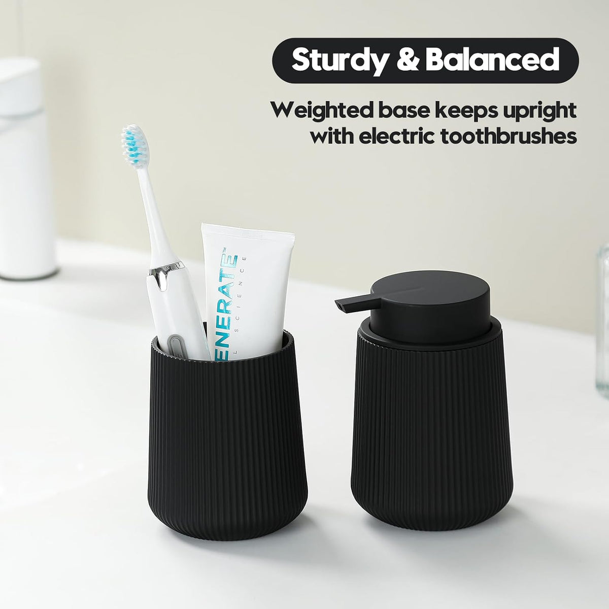 YAUKPH Black Striped Toothbrush Holder