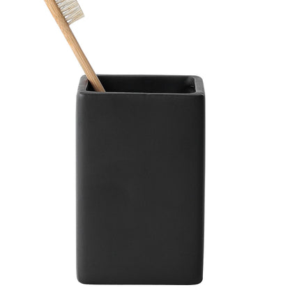 Ceramic Black Square Toothbrush Holder for Bathrooms - 1 Cup Square Toothbrush Toothpaste Holders, Bathroom Tumbler Cup Reusable Toothbrush Mouthwash Cup, Bathroom Counter Organizer.